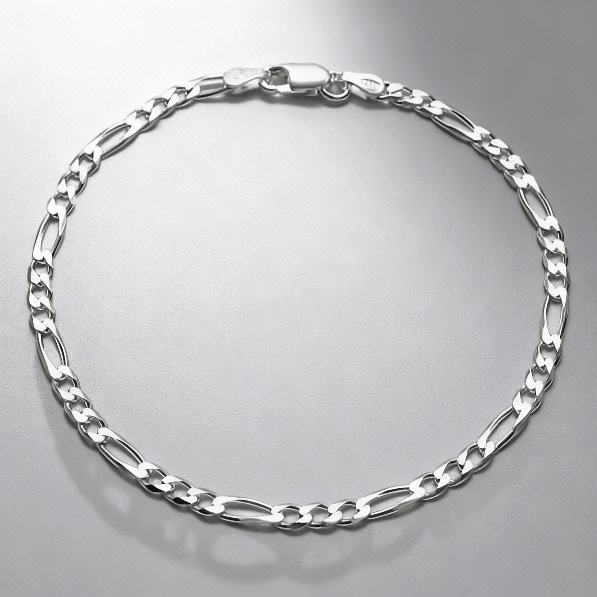 VALTARIS Thin Sterling Silver Figaro Bracelet – 3mm