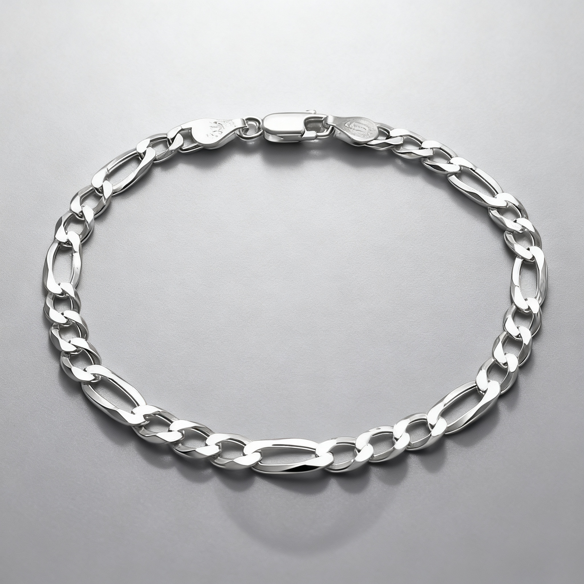 VALTARIS Thin Sterling Silver Figaro Bracelet – 4mm