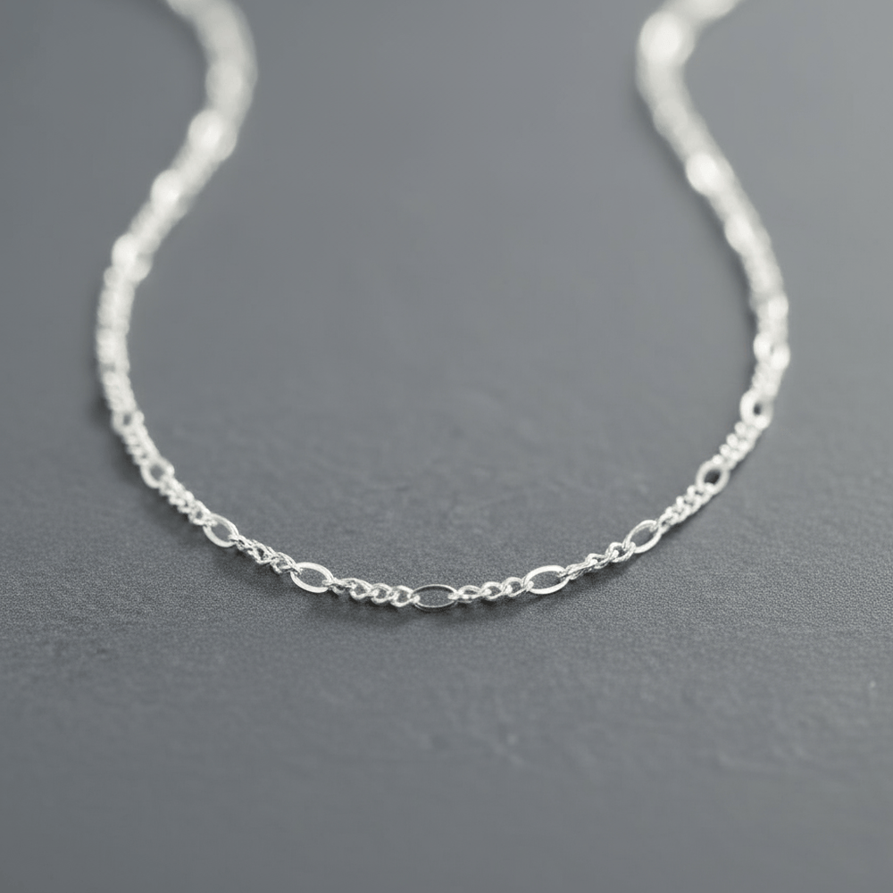 VALTARIS Thin Sterling Silver Figaro Necklace – 2mm