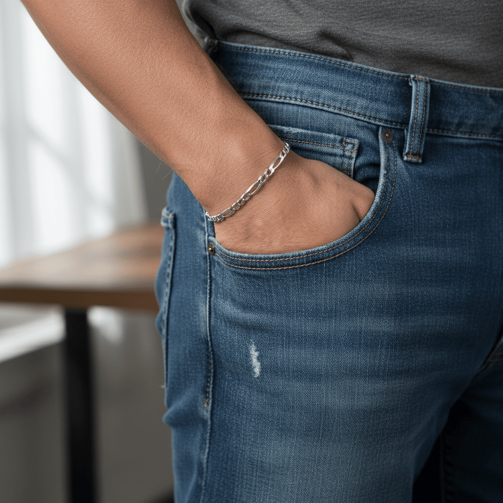 VALTARIS Thin Sterling Silver Figaro Bracelet – 3mm