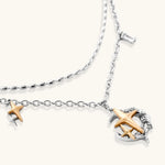Layered silver-tone necklace set featuring star charms and crescent moon pendant with eco-friendly zinc alloy construction