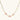 Gold necklace with three rose quartz stones, multicolor pastel beads, and pearl accents on white background.
