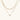 Layered gold necklace with herringbone and link chains, small bezel-set crystal pendant on cream background