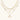 Four-layer gold necklace with herringbone chain, disc charms, and crescent moon pendant on cream background