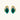 Gold-plated stud earrings featuring teardrop emerald green liuli stones with cubic zirconia crystal accents on white background.