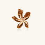 Large rose gold ring with marbled brown enamel petals in a sculptural flower design