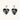 Dark ebony wood heart charms wrapped in intricate silver chains with crystal accents, shown as matching earrings and necklace set.