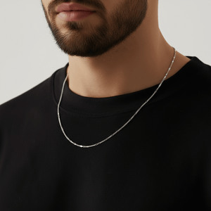 VALTARIS Thin Sterling Silver Figaro Necklace  – 2mm